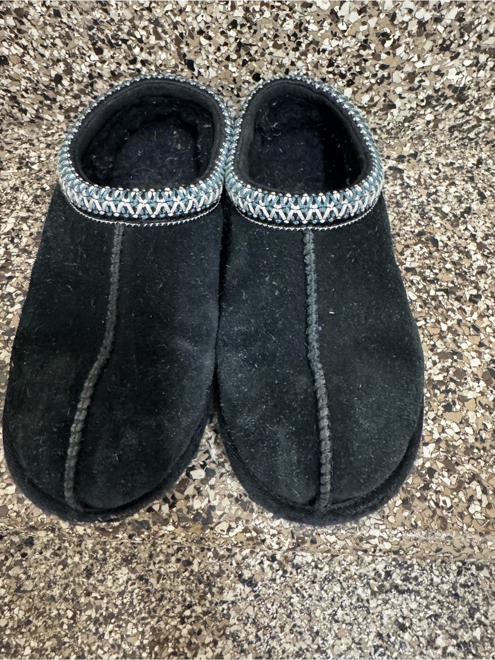 These are UGG Tasman II slippers in black